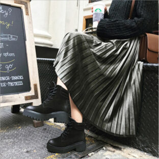プリーツスカート レディース 【カーキ・フリーサイズ】 韓国ファッション スカート マキシ丈 ロング丈 オルチャンファッション