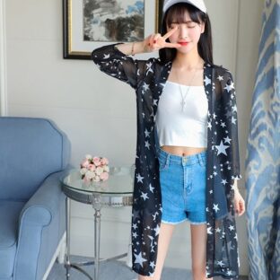 【ブラック フリーサイズ】カーディガン 透け感のある ロング丈 ブラック 冷房対策 薄手 ロングカーディガン 日焼け UV 対策